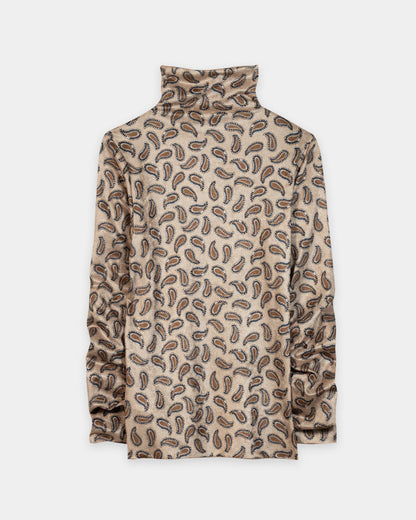 Turtleneck Printed Top - Soft Caramel