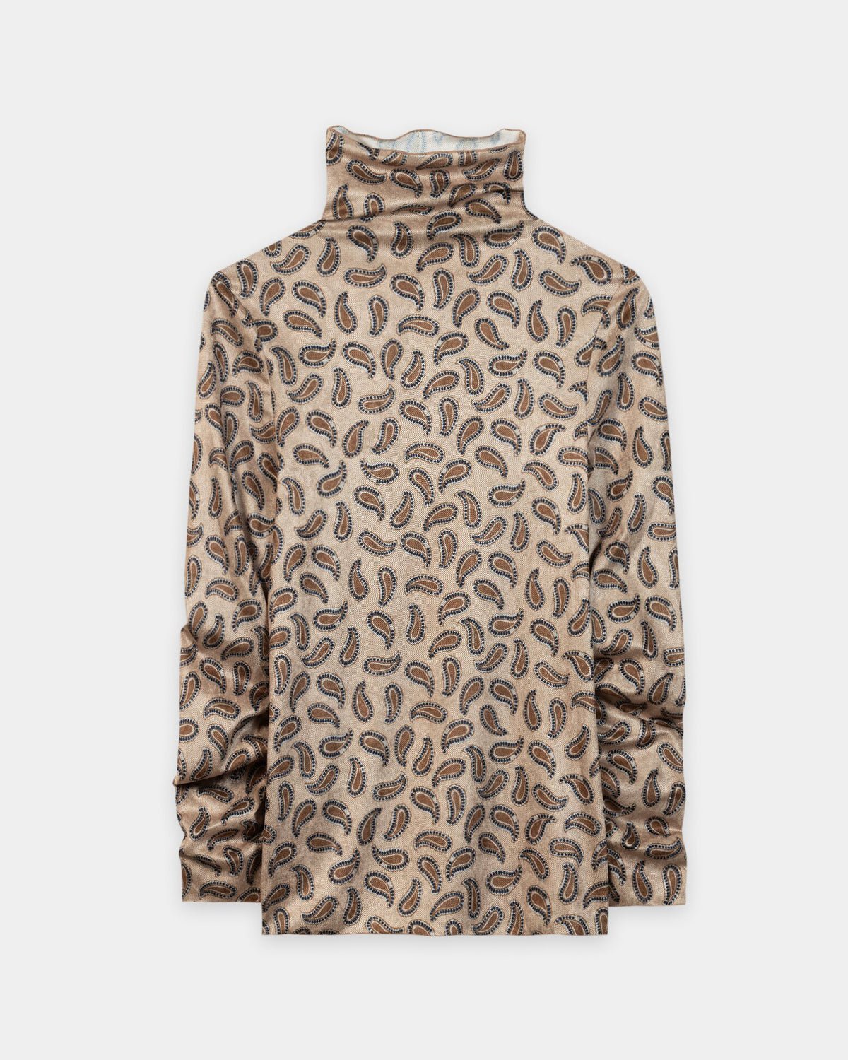 Turtleneck Printed Top - Soft Caramel