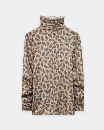 Turtleneck Printed Top - Soft Caramel