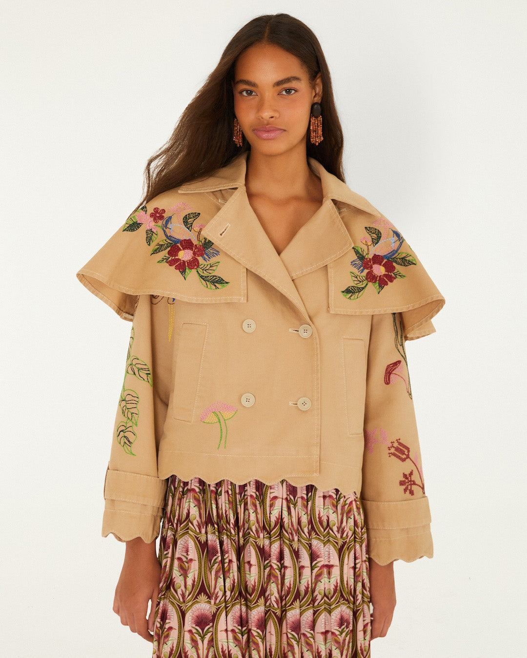 Twill Mini Trench Coat - Beige