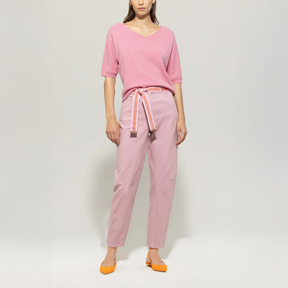 V-Neck Cashmere/Wool Knit - Cherry Blossom