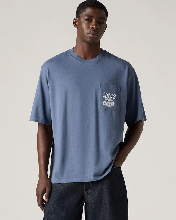 Half Sleeve Graphic Pocket T-Shirt - Levis Flavour Blue