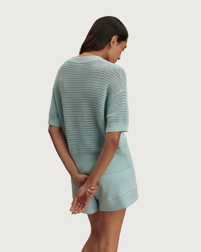 Callie Knit Top - Porcelain Blue
