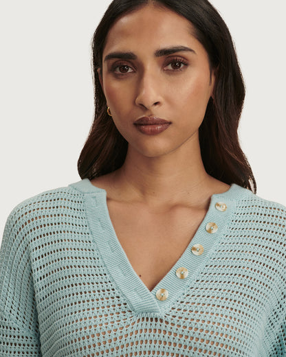 Callie Knit Top - Porcelain Blue