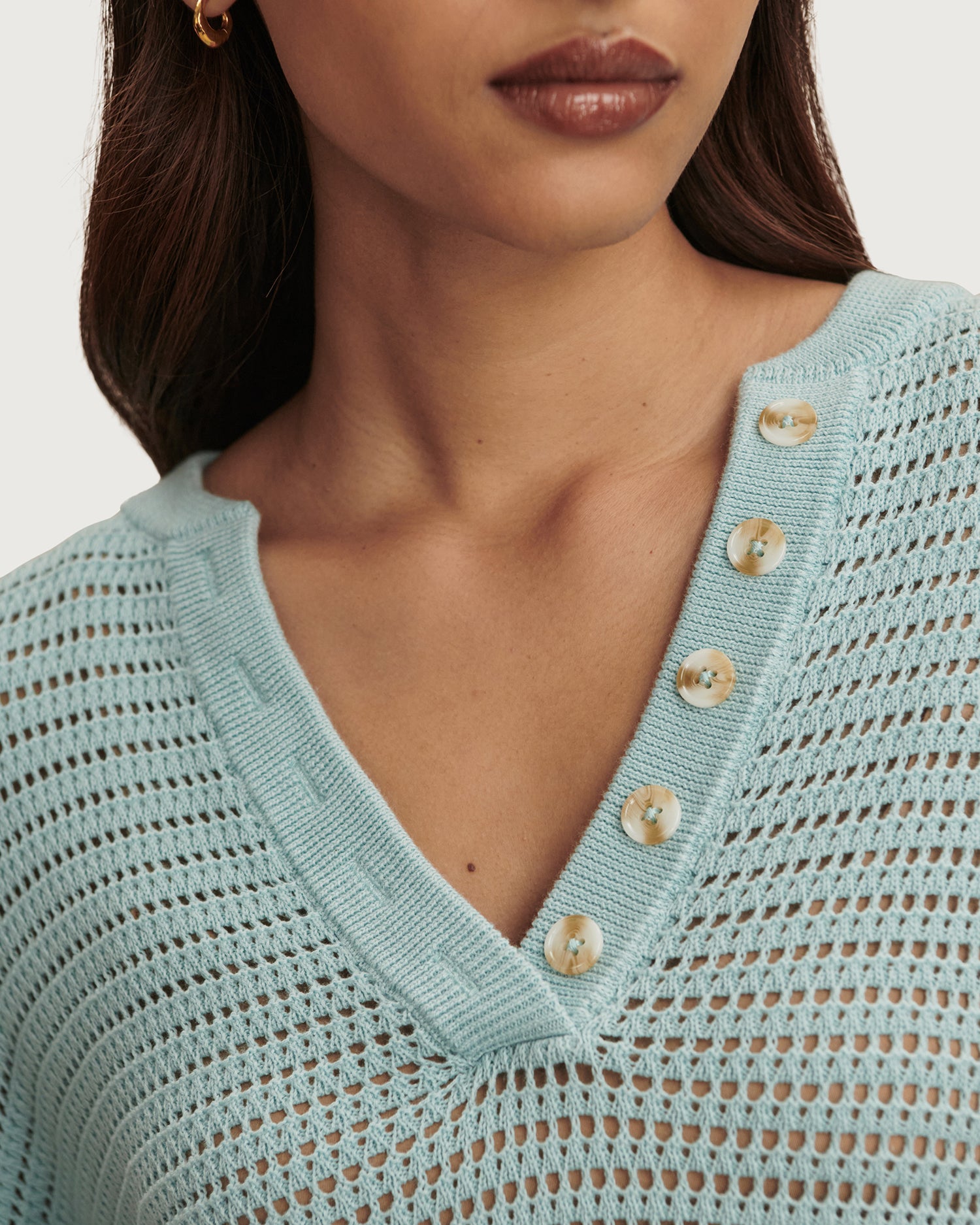 Callie Knit Top - Porcelain Blue