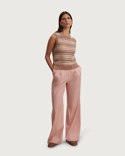Deeley Stripe Stitch Tank - Warm Taupe / Mellow Rose