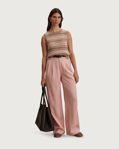 Deeley Stripe Stitch Tank - Warm Taupe / Mellow Rose