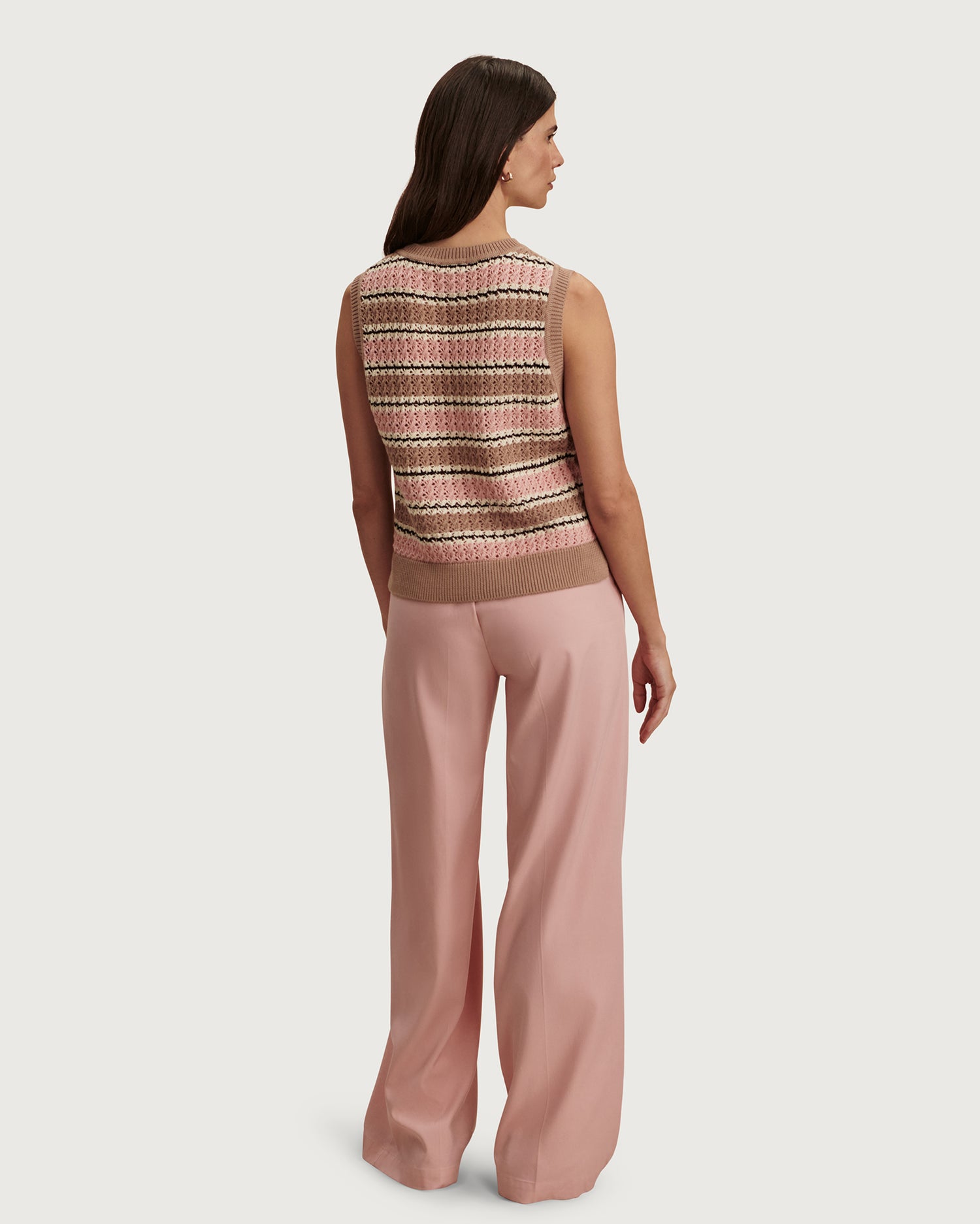 Deeley Stripe Stitch Tank - Warm Taupe / Mellow Rose