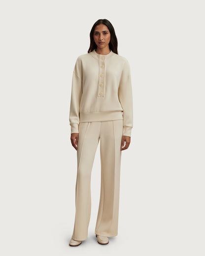 Reena Button Front Sweat - Pristine