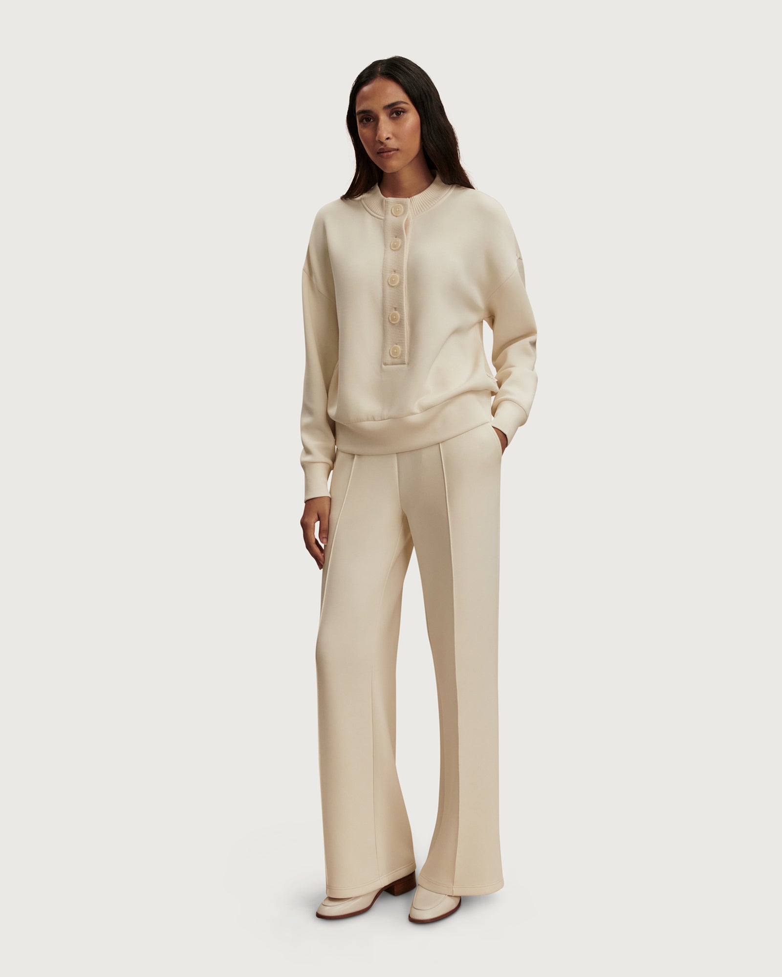 Reena Button Front Sweat - Pristine