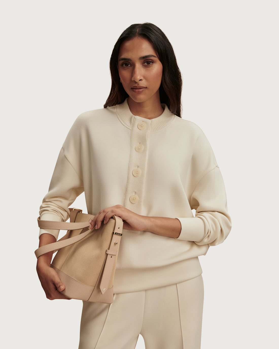 Reena Button Front Sweat - Pristine