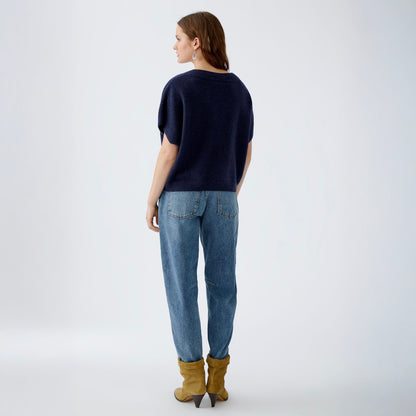 V Neck Knitted Tank - Navy