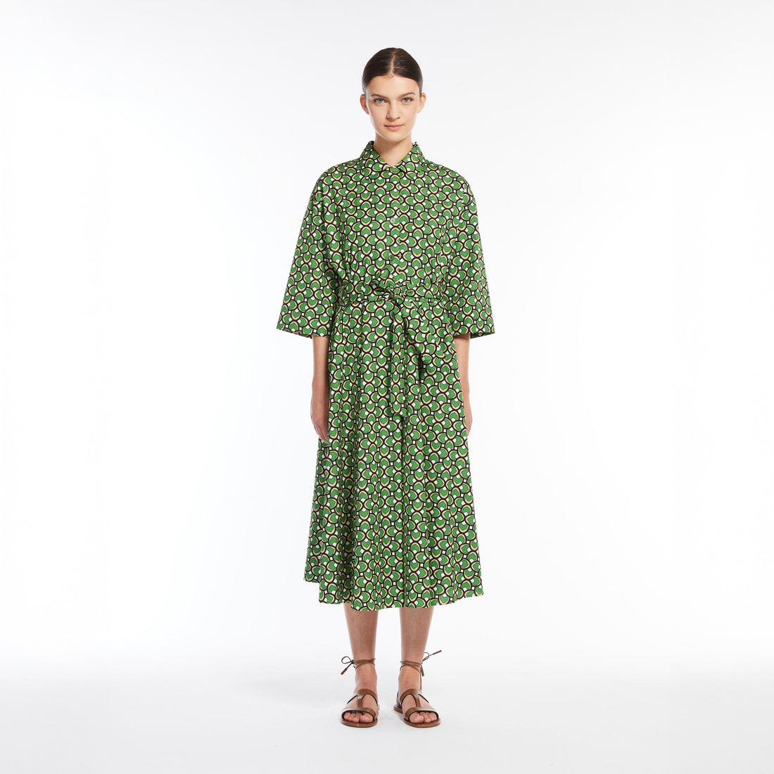 Varenna Cotton Shirt Dress - Green