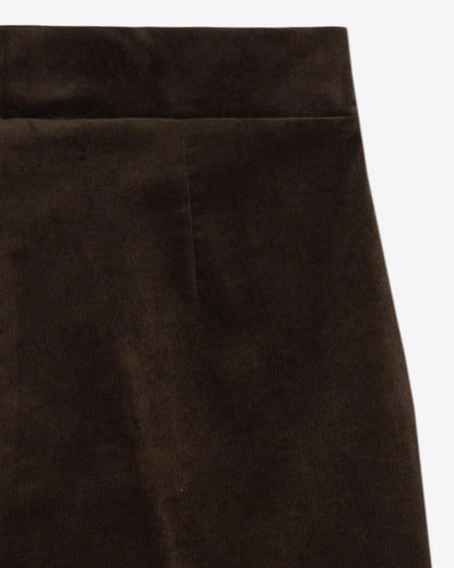 Velvet Button Hem Trouser - Green