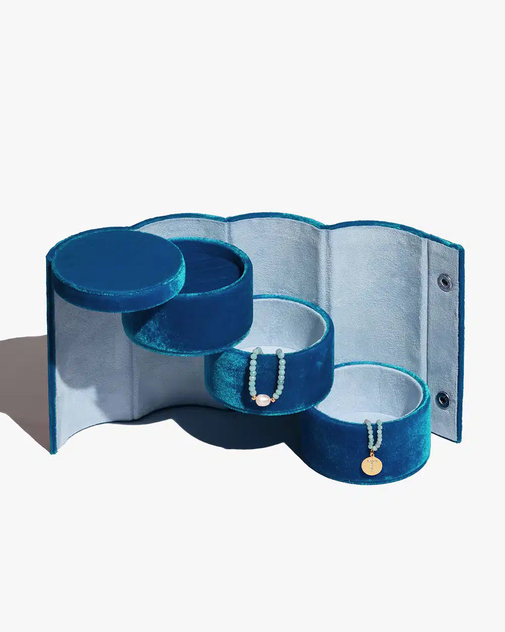 Velvet Jewellery Roll Box - Blue Velvet