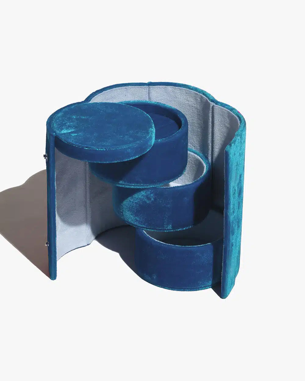 Velvet Jewellery Roll Box - Blue Velvet