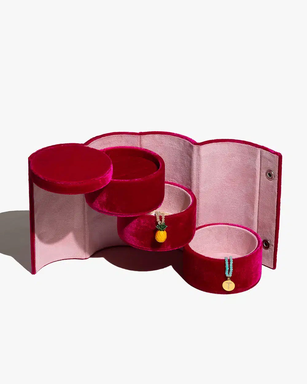 Velvet Jewellery Roll Box - Red Velvet