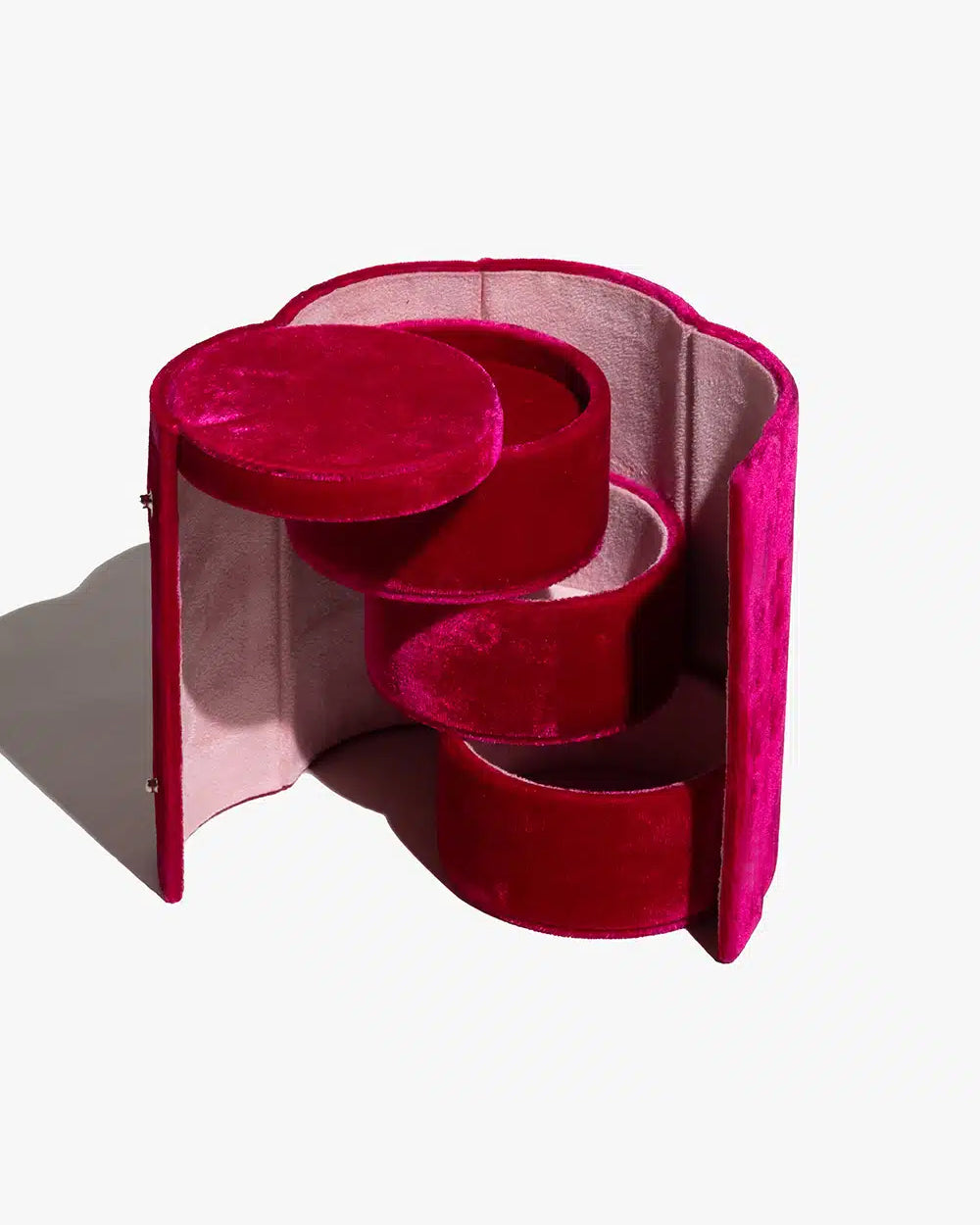 Velvet Jewellery Roll Box - Red Velvet