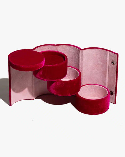 Velvet Jewellery Roll Box - Red Velvet