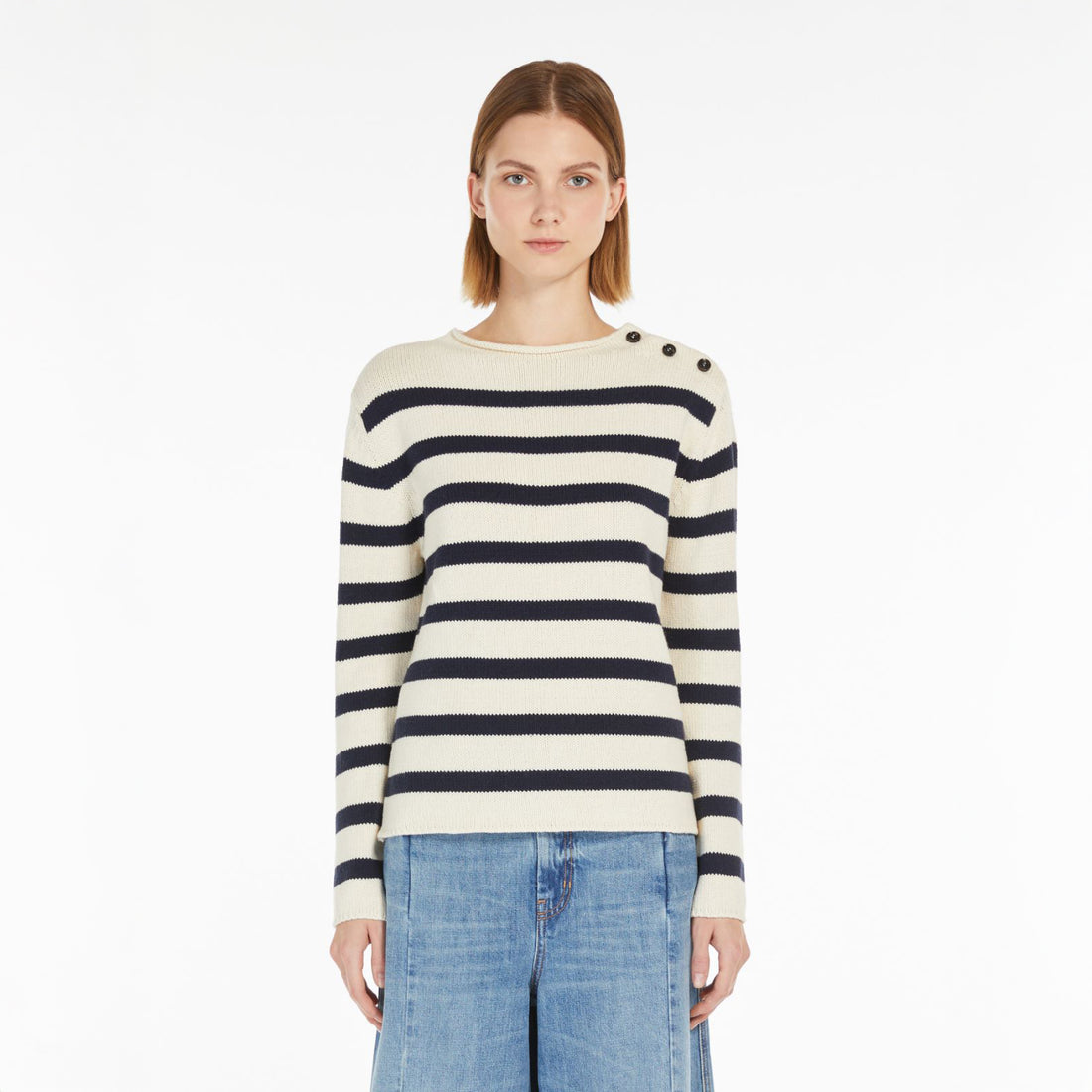 Vibo Stripe Knit Jumper - Navy Pinstripe