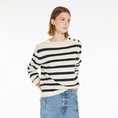 Vibo Stripe Knit Jumper - Navy Pinstripe