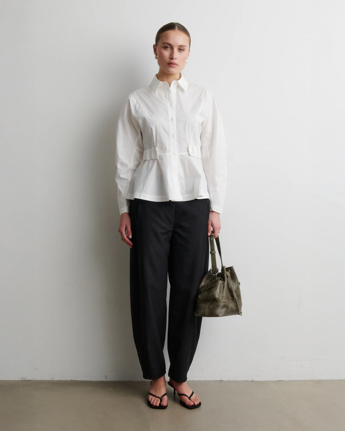 Vienne Barrel Trousers - Dark Grey Melange