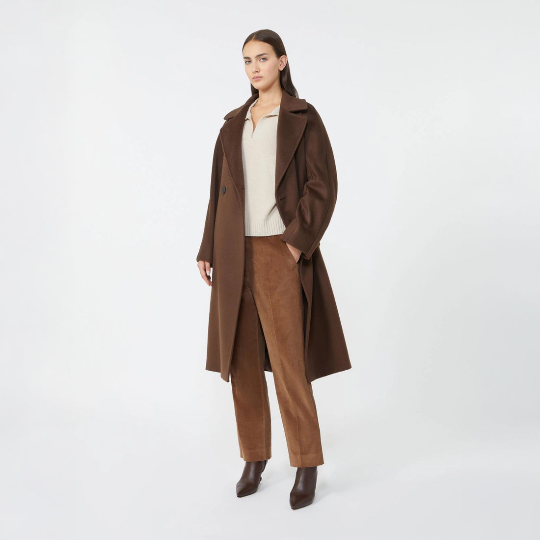 Resina Tie Waist Coat - Chocolate