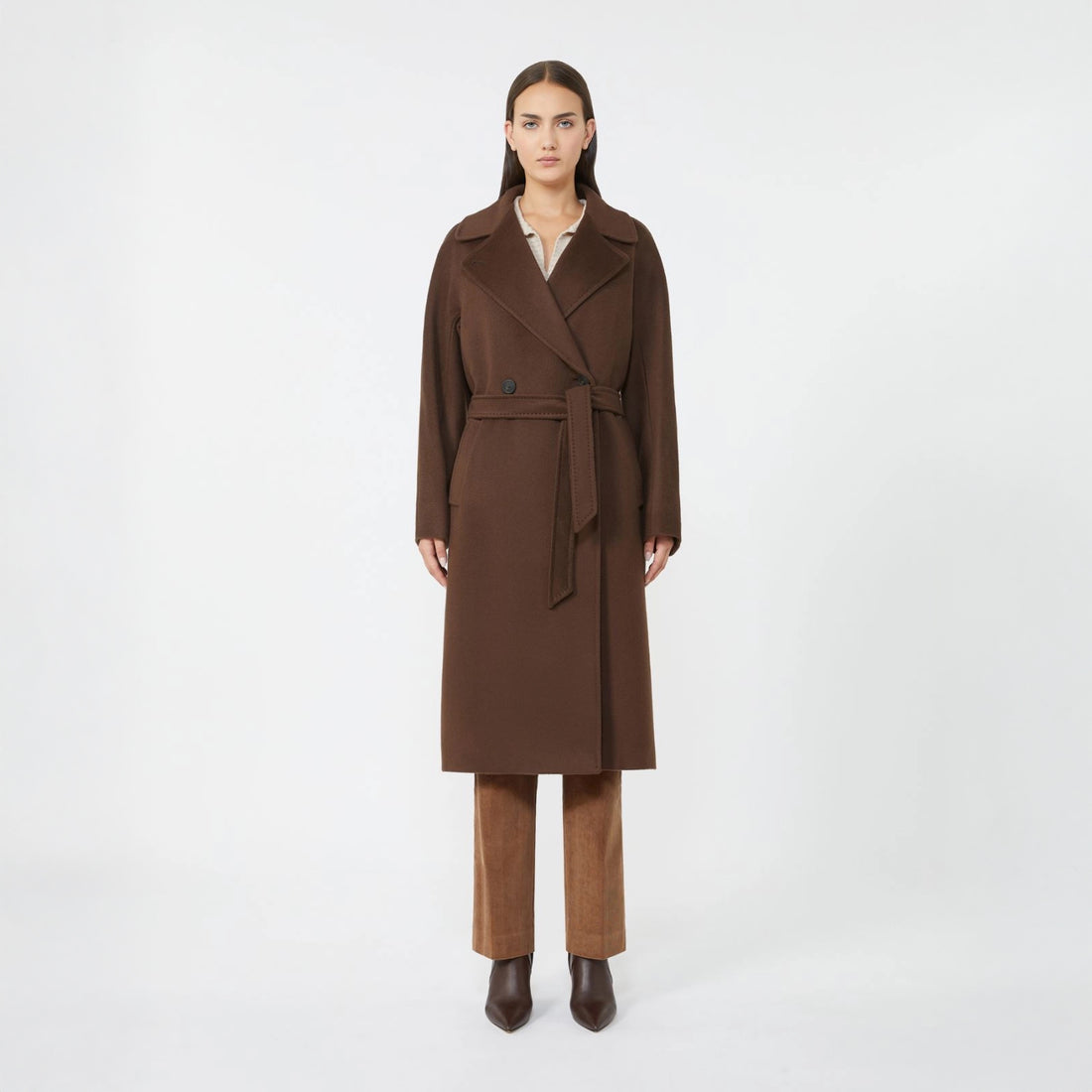 Resina Tie Waist Coat - Chocolate