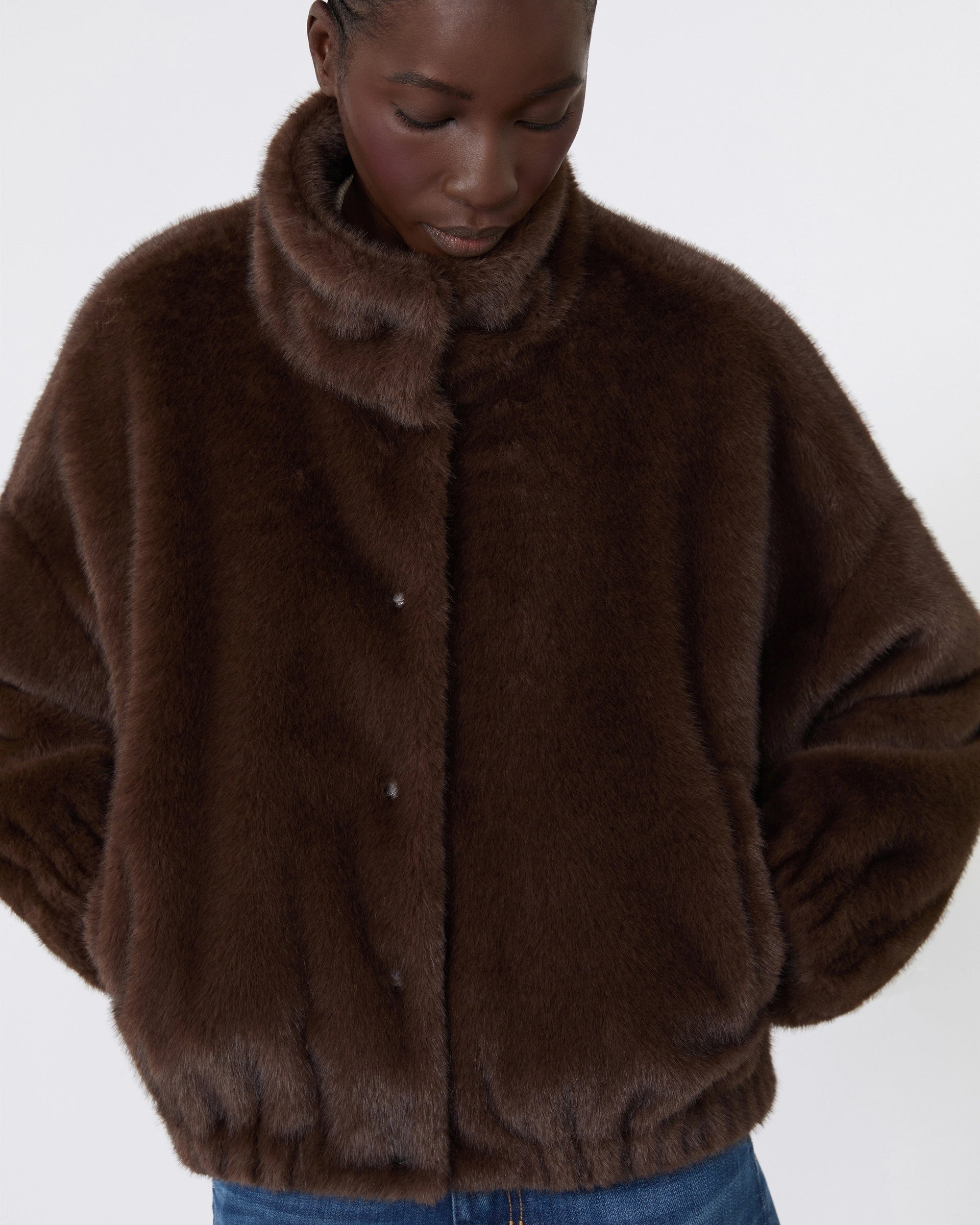 Denemone Faux Fur Bomber - Brown