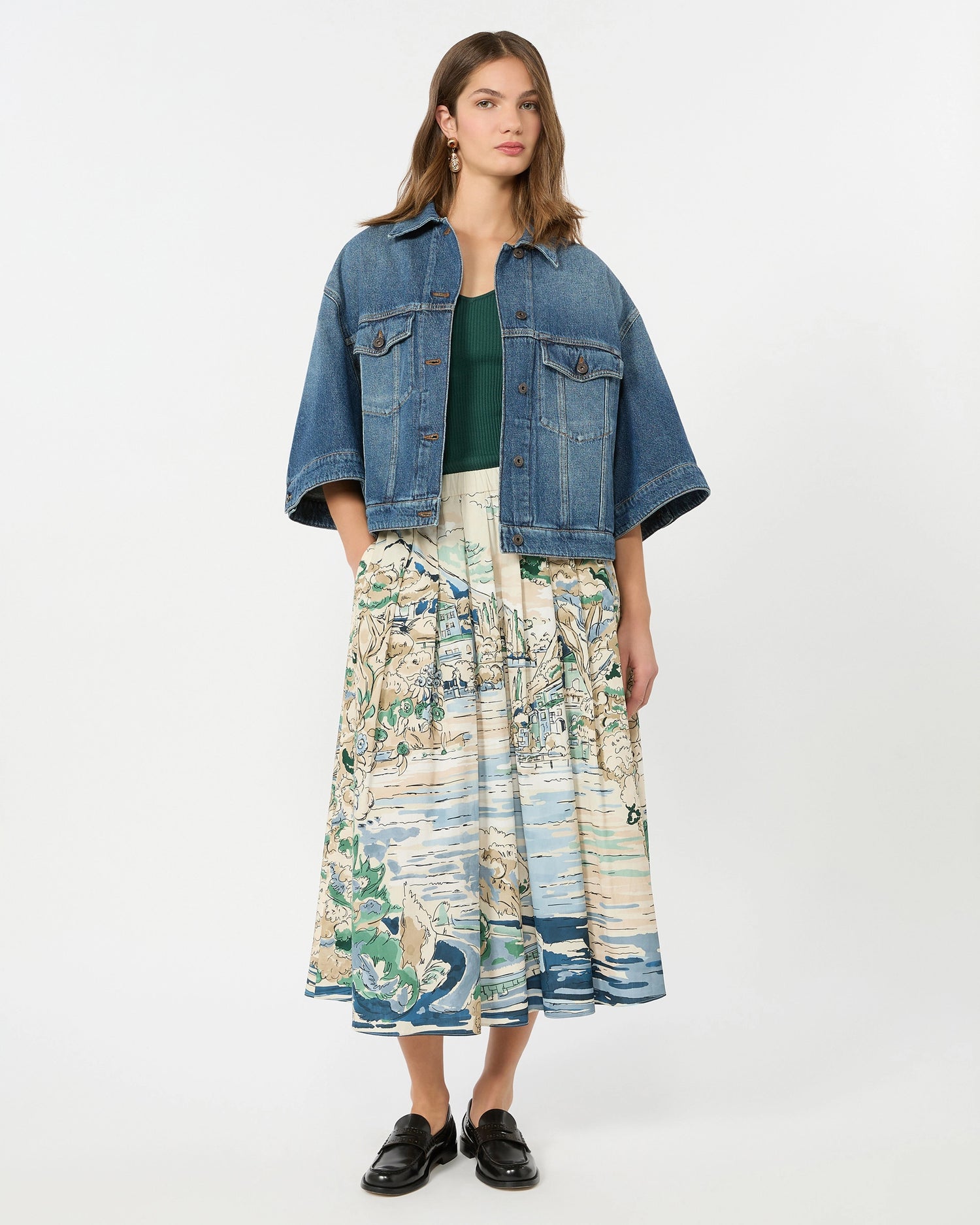 Adeptoa Holiday Print Skirt - Light Blue