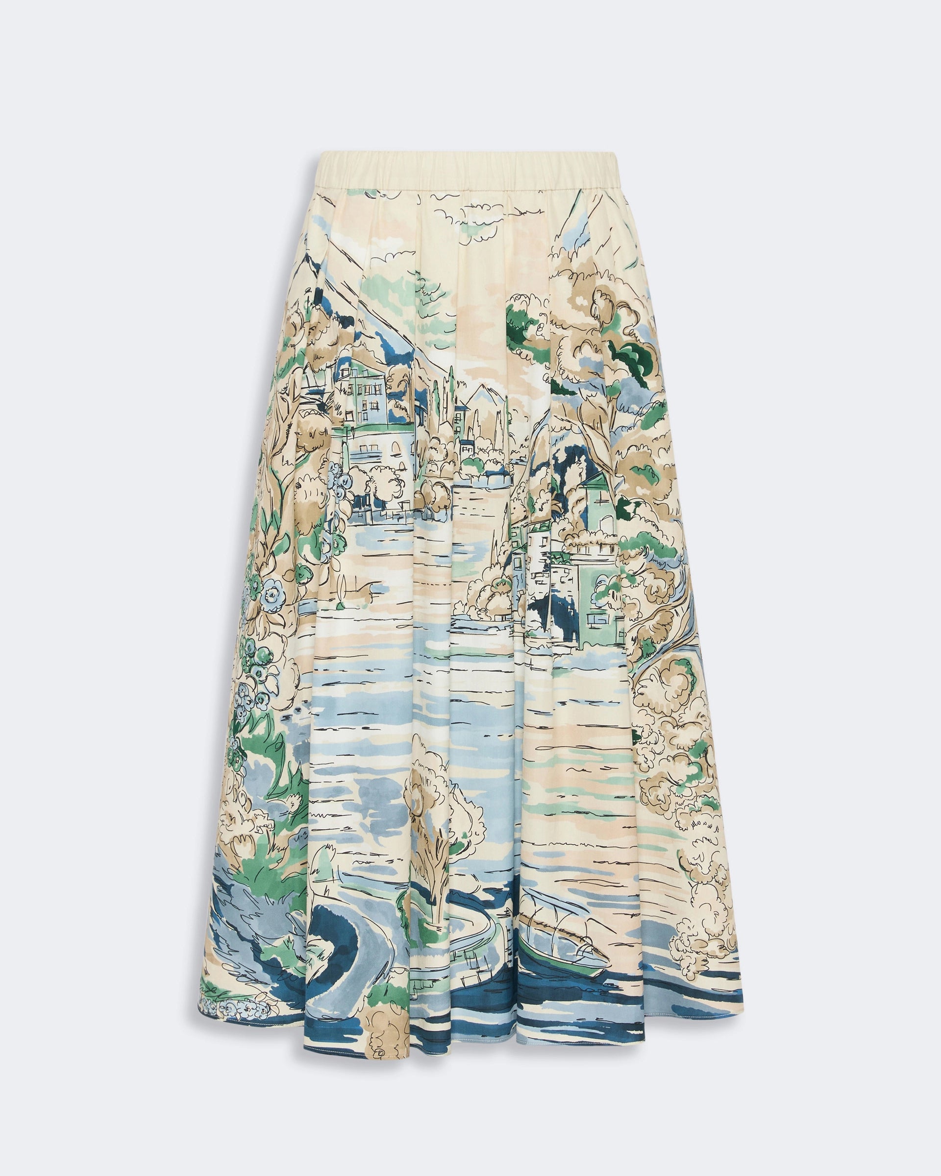 Adeptoa Holiday Print Skirt - Light Blue