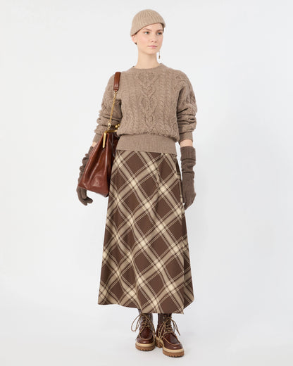 Lanoso Check Skirt - Brown Ecru