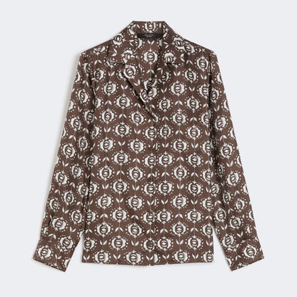Oncia Silk Patterned Shirt - Chocolate