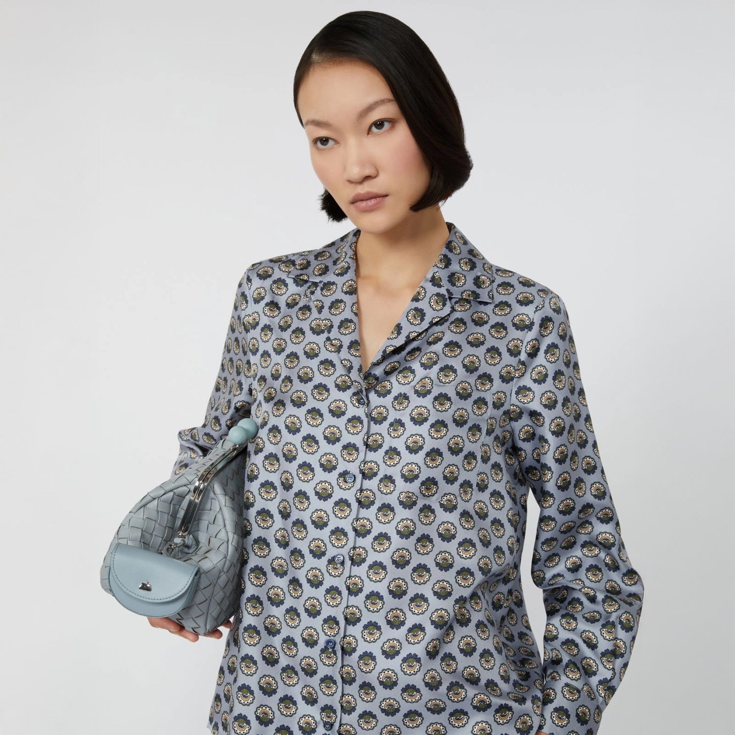 Oncia Patterned Shirt - Light Blue