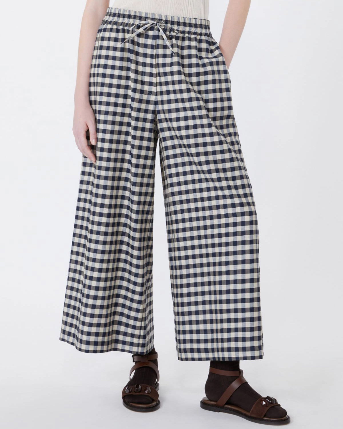Donare Gingham Check Trouser - Navy