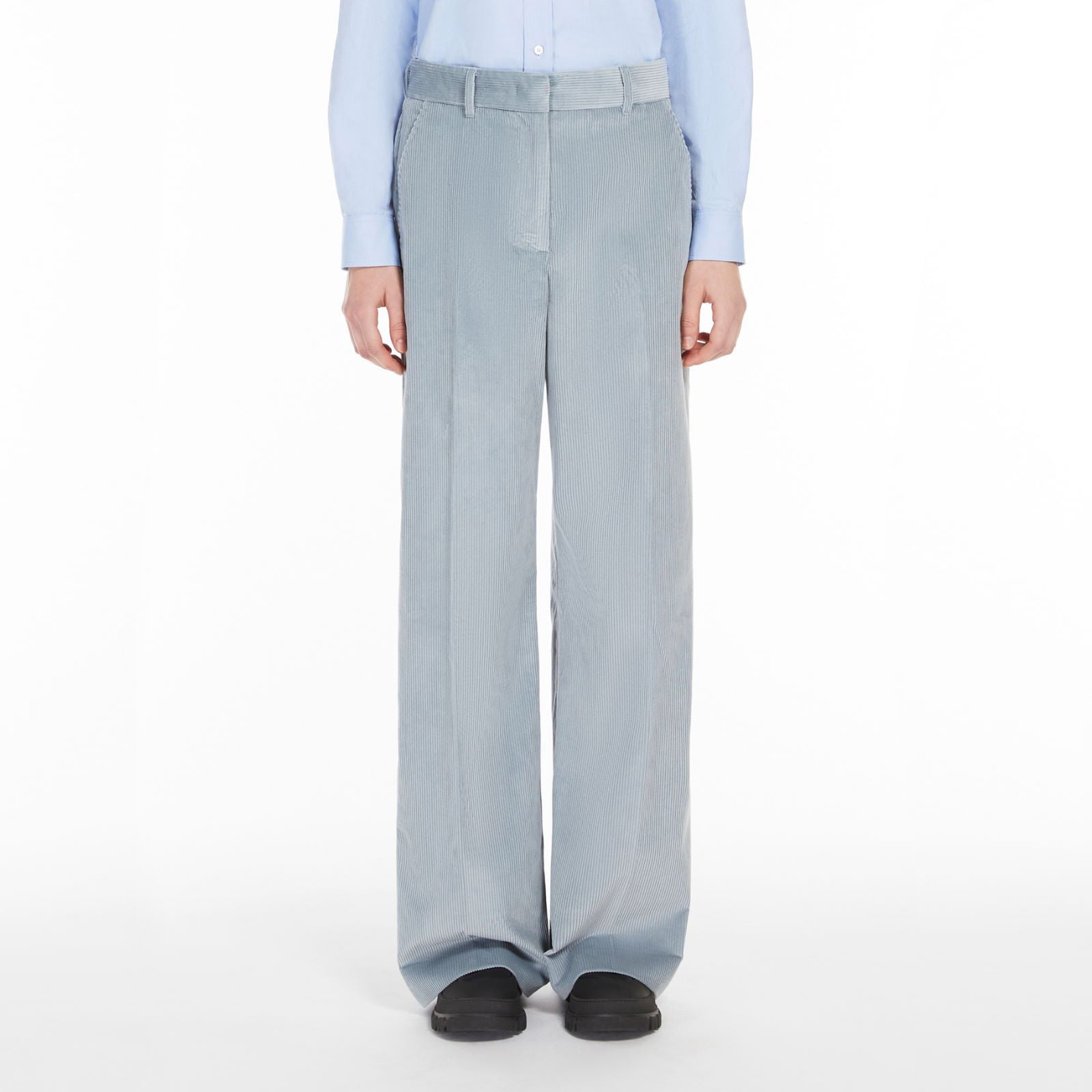 Tania Long Cord Trousers - Sky Blue