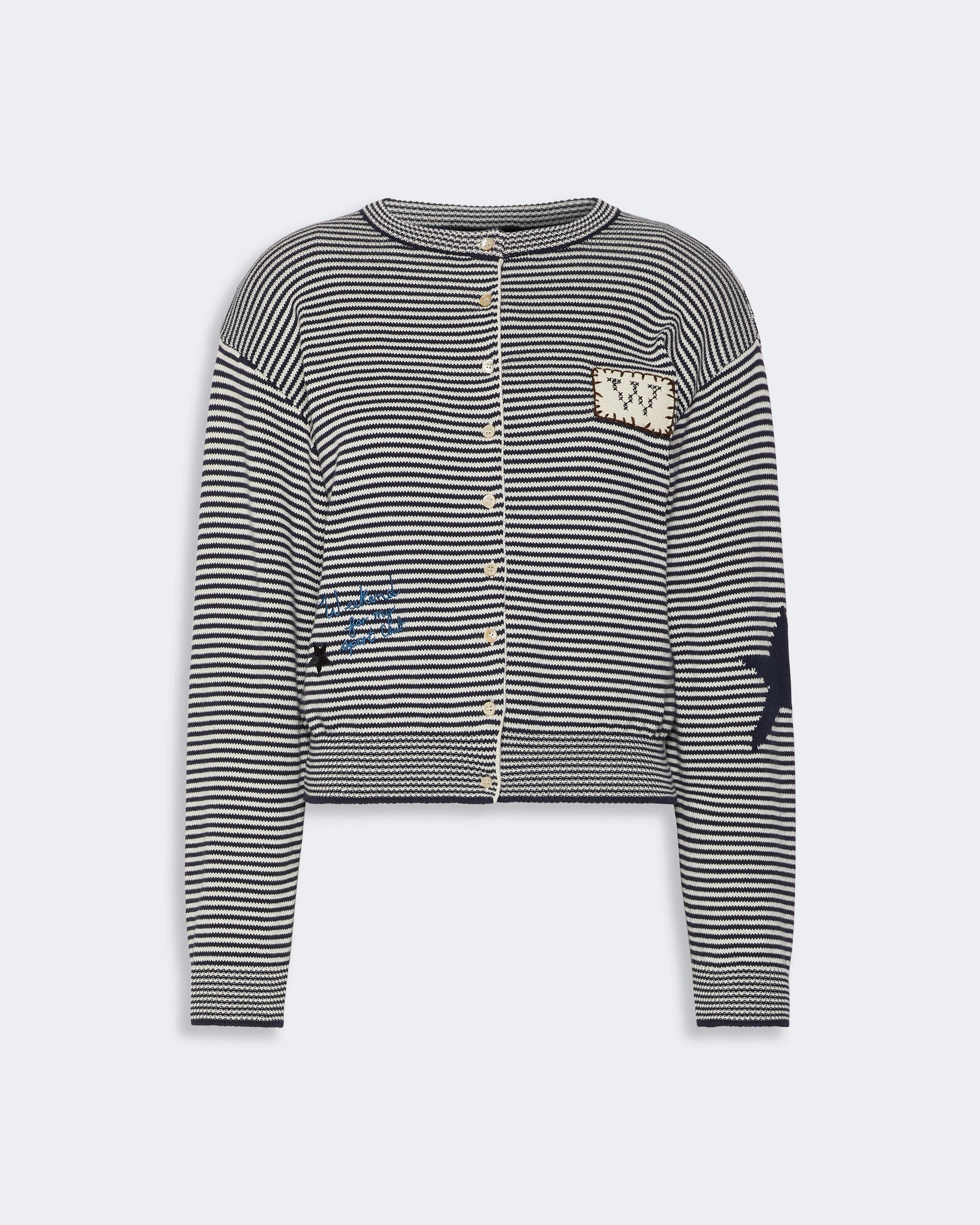 Teiera Stripe Nautical Cardigan - Navy White