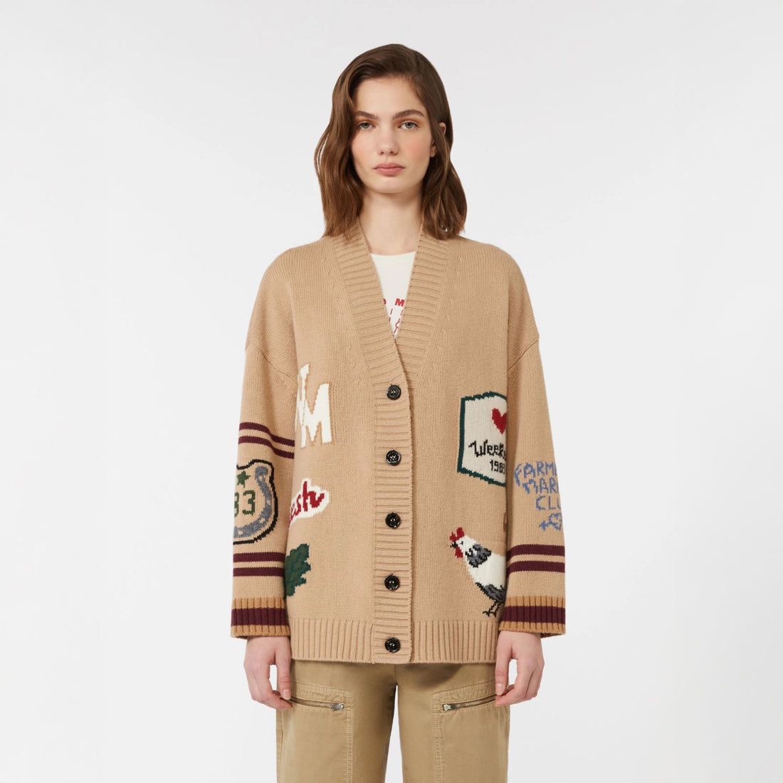 Belgio Intarsia Cardigan - Beige