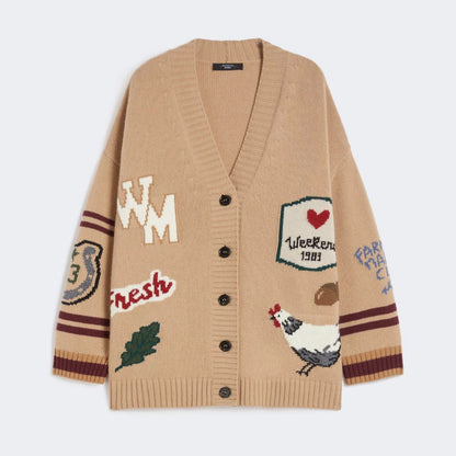 Belgio Intarsia Cardigan - Beige