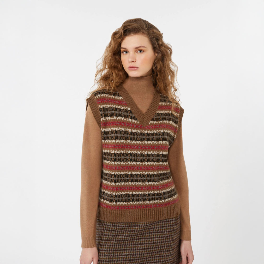 Fleres Jacquard Tank - Camel