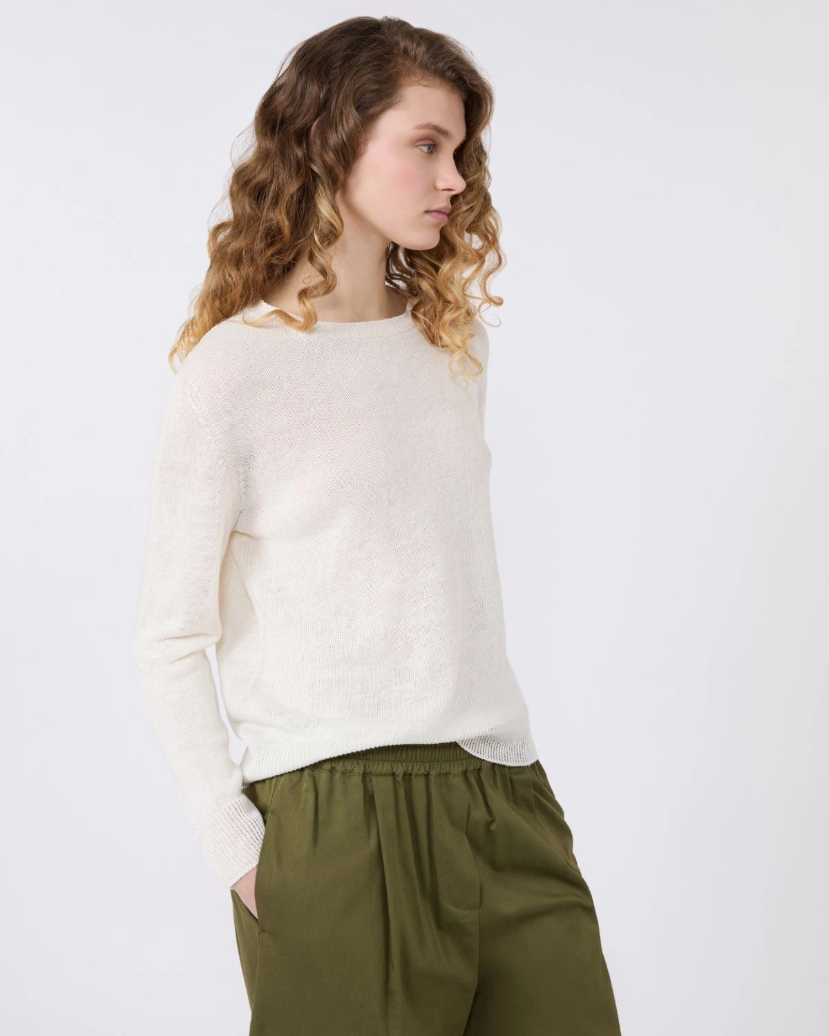 Atzeco Linen Basic Knit - White