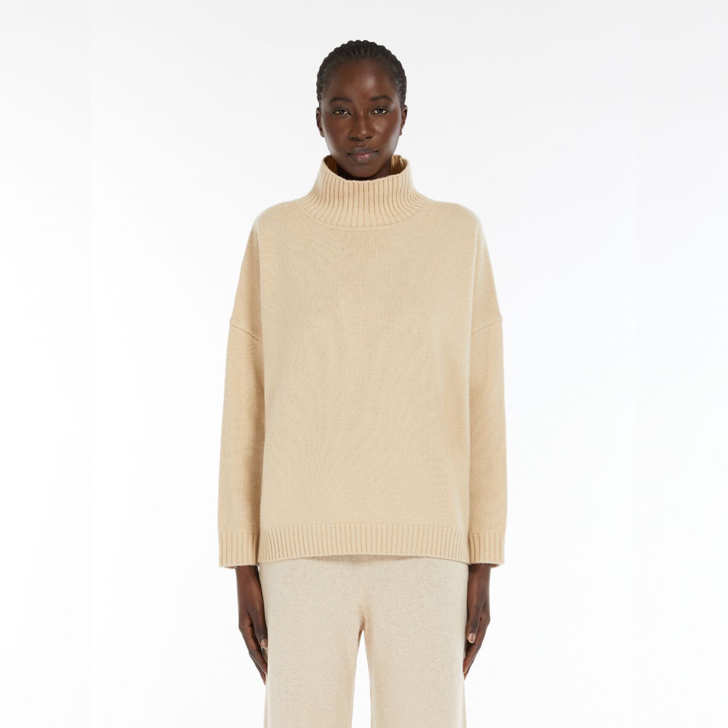 Borgia Wool Roll Neck Jumper - Sand