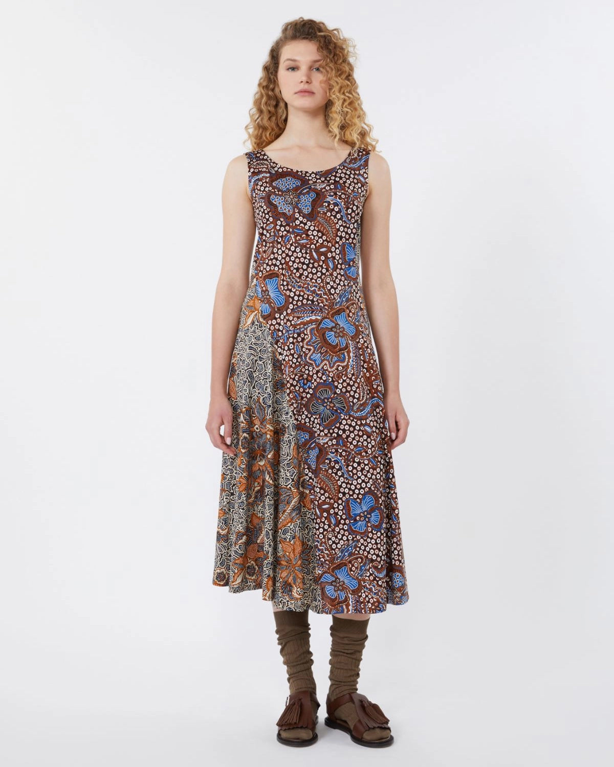 Pausa Jersey Sless Dress - Brown Multi