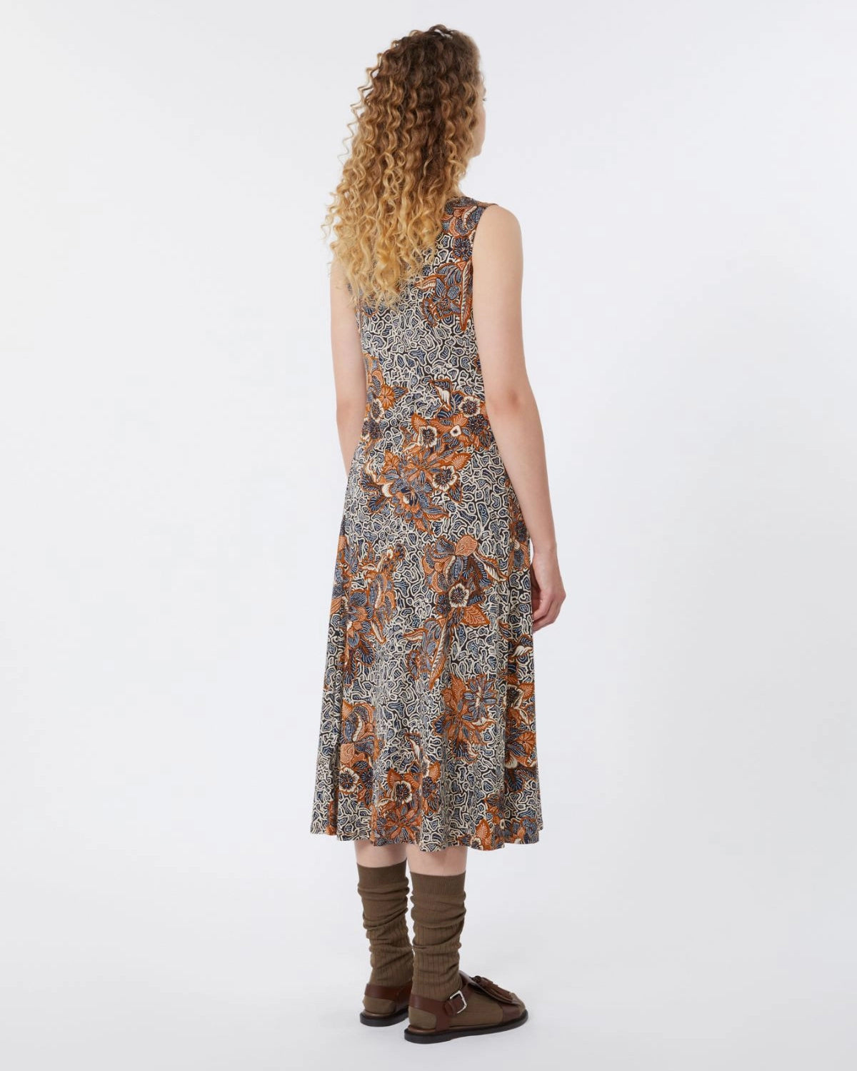 Pausa Jersey Sless Dress - Brown Multi