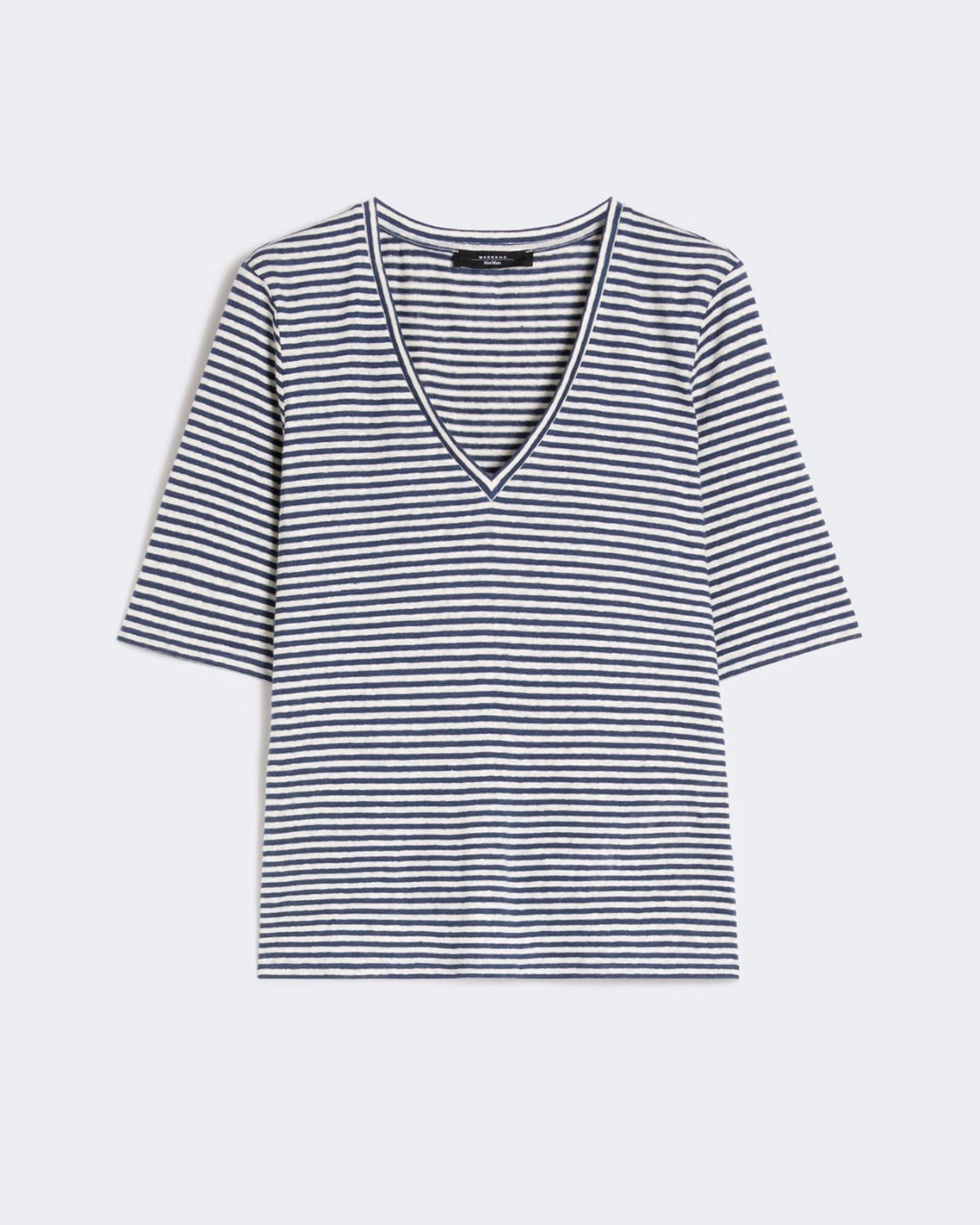Opzione Stripe V Neck Tee - Navy