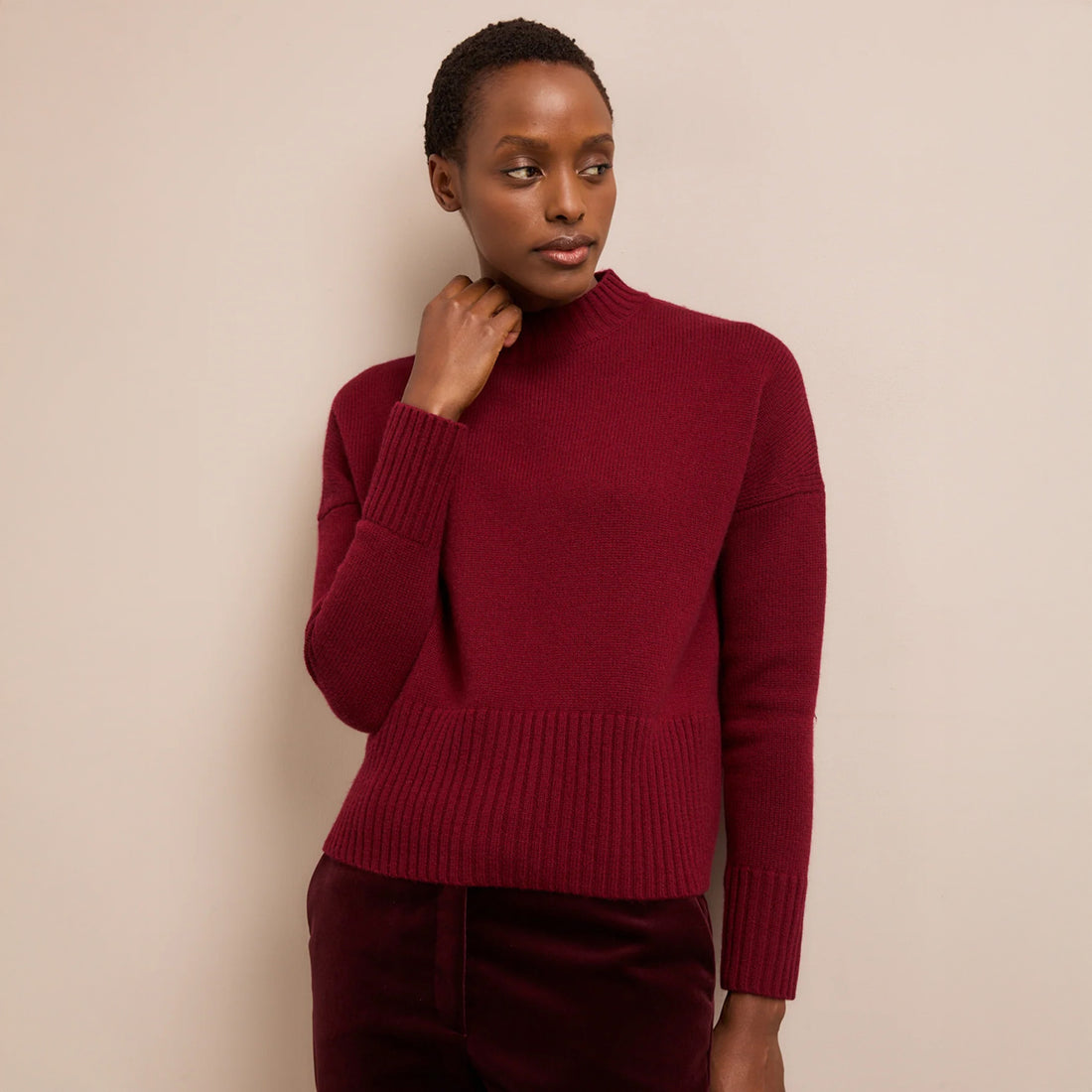 Jasper High Neck Jumper - Burgundy