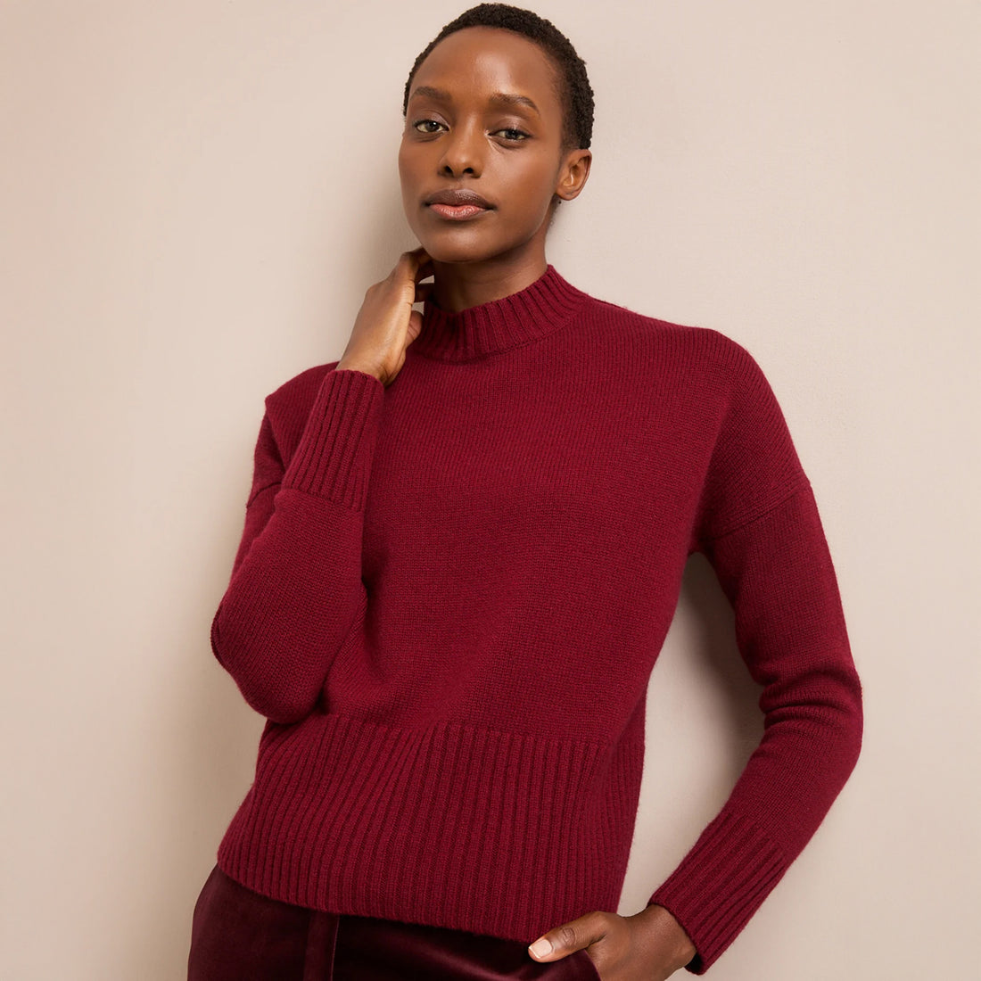 Jasper High Neck Jumper - Burgundy