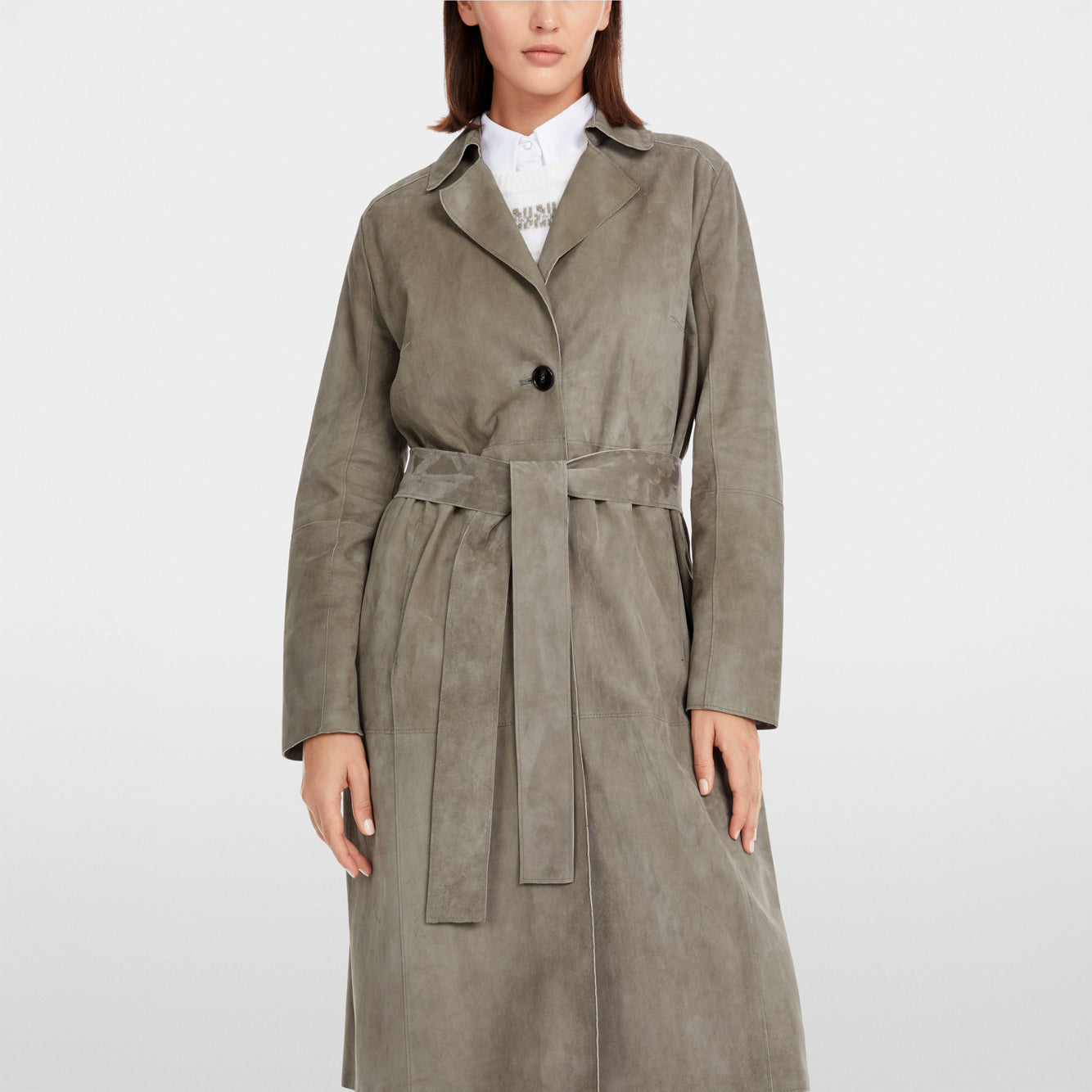 Washable Suede Long Jacket - Khaki