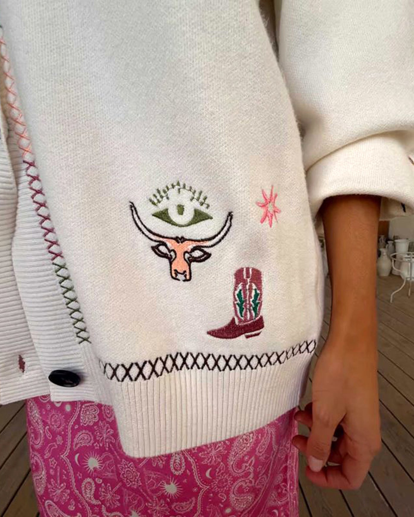 Cream Western Martha Cardigan - Cream