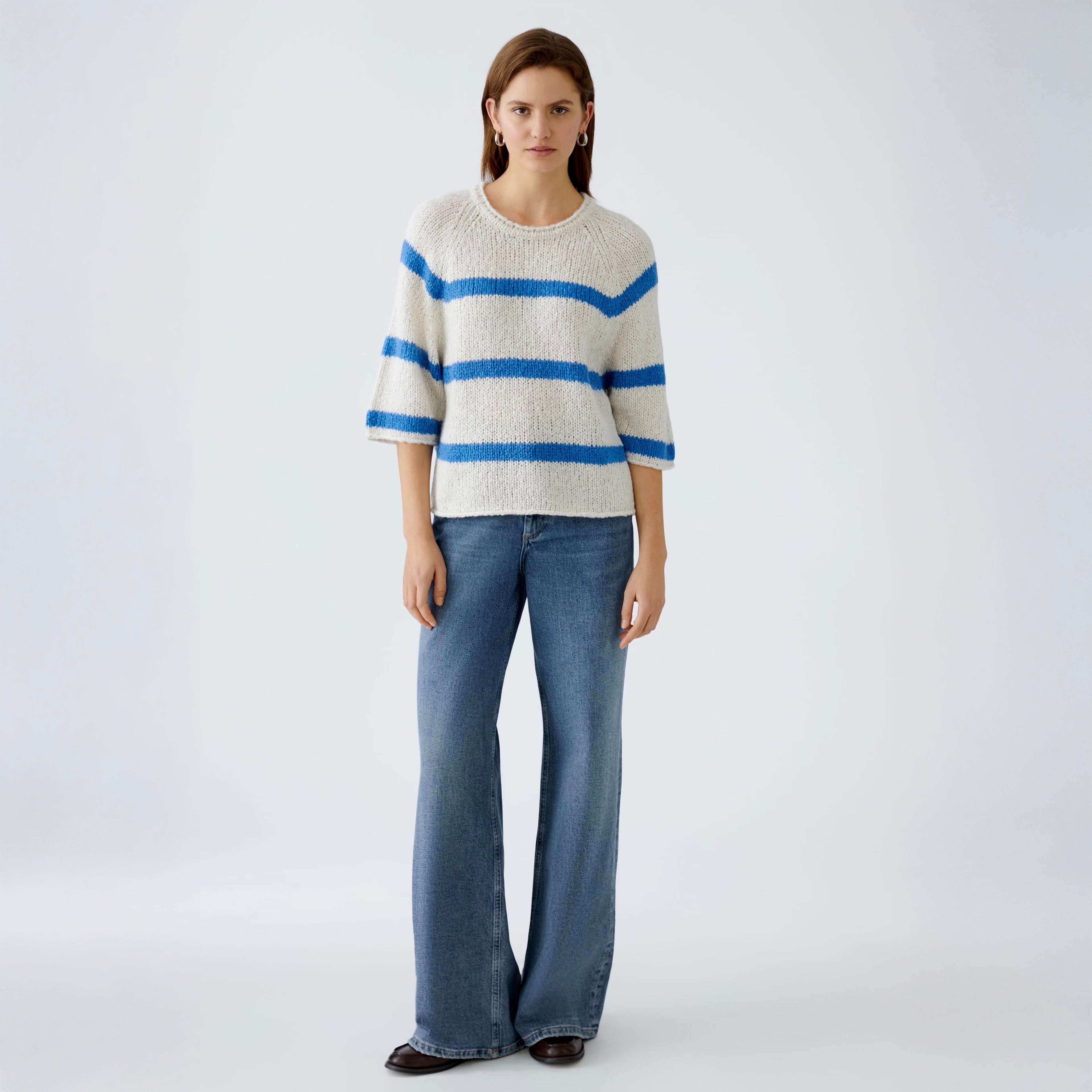 Wide Stripe Jumper - Off White / Blue